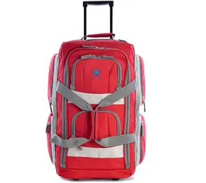 रोलिंग Duffel बैग यात्रा सेट सूटकेस ट्रॉली पहिया रॉयल लाल सामान पर ले जाने के लिए