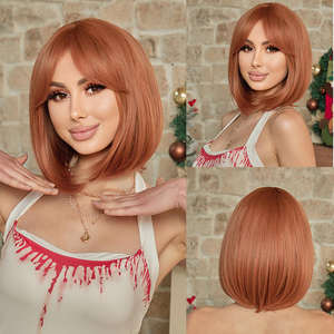 Perruque pour <span class=keywords><strong>femme</strong></span>, cheveux courts et raides, sans couture, tendance, personnalité, célébrité d'Internet, moelleuse, vente en gros - Product Image 2