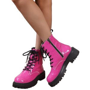 Stivaletti da Donna con Suola Spessa, Taglia Grande, Stile Britannico, Nuova Collezione Autunnale, Punta Rotonda, Tacco Grosso, Resistenti all'Usura - Product Image 1