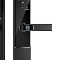 Serrure de porte intelligente noire, empreinte digitale, mot de passe, carte, entrée sans clé, contrôle par application, pour appartement, maison d'hôtes, hôtel