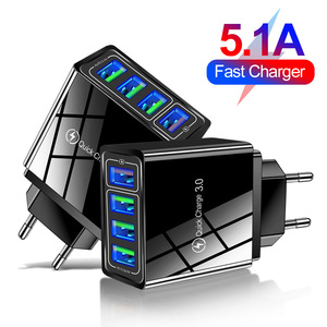 <span class=keywords><strong>Jmax</strong></span> Quick Charge 3.0 Hub de Charge Usb adaptateur à 4 Ports prise EU/US/UK chargeur mural USB de voyage avec lumière LED - Product Image 5