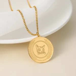 Stainless Steel 18k Gold Plated Waterproof Custom Pet Necklace Gift Women Jewelry