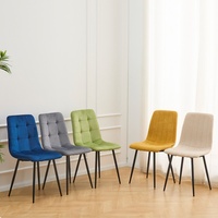 Chaises de salle à manger en velours gris, chaises d'appoint modernes rembourrées sans accoudoirs avec pieds en métal, cuisine, salon