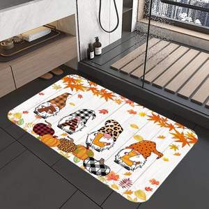 Automne citrouille Gnome Design 17x29 pouces tapis de salle de bain confortable absorbant l'eau Polyester TPR matériel Thanksgiving décor tapis - Product Image 4