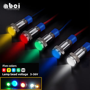 8mm Flach metallplatte Signal Pilot 12V <span class=keywords><strong>24V</strong></span> 36V 110V 220V IP65 Wasserdichte <span class=keywords><strong>LED</strong></span>-Anzeige lampe - Product Image 1