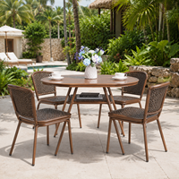 Juego de Mesa y Sillas para Exterior FLD1017, Estilo Madera, Aluminio, para Proyectos de Hoteles, Villas y Cafés