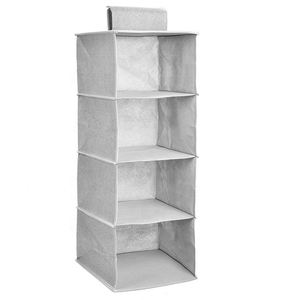 Custom 4-Tier Hanging Closet Storage Organizer Simple Houseware with 4 Shelves Removable <b>Drawers</b> Stainless Steel Double Layers - Product Image 2