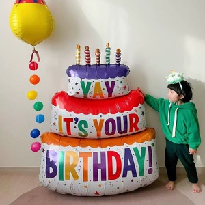 Palloncino in Foil a Tre Strati 102*63cm per Torta di Compleanno, Candele Colorate, 'Evviva, <span class=keywords><strong>è</strong></span> il Tuo Compleanno', Decorazione per Feste di Bambini con Elio - Product Image 4