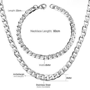 पुरुषों की यूरोपीय अमेरिकी शैली स्टेनलेस स्टील क्रॉस चेन लटकन वर्षगांठ गहने सेट के लिए चांदी/सोने के साथ 5 मिमी - Product Image 6