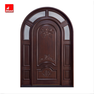 Porte pivotante en <span class=keywords><strong>bois</strong></span> de teck traditionnel moderne, Double entrée, arc décoratif d'<span class=keywords><strong>extérieur</strong></span>, pour l'entrée avant de la maison - Product Image 3