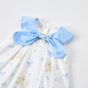 Combinaison d'été en coton <span class=keywords><strong>crochet</strong></span>é pour filles de style coréen Angou, barboteuse mignonne, veste élégante pour bébé, barboteuses - Product Image 3