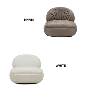 Fauteuil de style français relaxant, fauteuil d'appoint rond en cuir véritable, pivotant pour salon moderne et luxueux, pour chambres, villas - Product Image 3