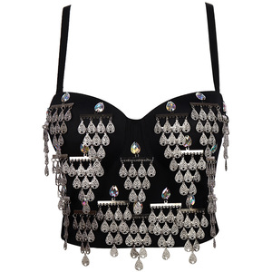 Vente en gros de <span class=keywords><strong>perles</strong></span> à paillettes noires, Bustier élégant et bon marché, Corsets courts avec bretelles - Product Image 1
