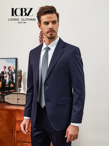 Costumes de pantalon d'affaires de haute qualité pour hommes, <span class=keywords><strong>bleu</strong></span> foncé, en <span class=keywords><strong>laine</strong></span>, deux pièces, style américain/britannique, ensemble de costume de mariage respirant - Product Image 3