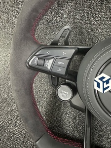 Volant de direction HAILED avec bouton de démarrage S-Line, moitié Alcantara, fibre de carbone, palettes LED pour Audi TT R8 A4 A5 B8 S4 RS6 A6 C7 RS Q5 <span class=keywords><strong>Q6</strong></span> - Product Image 3