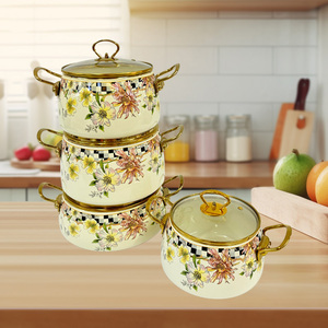 Ensemble de casseroles <span class=keywords><strong>en</strong></span> émail de haute qualité de style français Boyang, 4 pièces, ustensiles de cuisine, marmite - Product Image 1