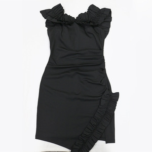 Vendita calda Mini abito senza spalline con spalline a spacco alto da donna Sexy e adorabile vestito Casual asimmetrico Slim Fit - Product Image 4