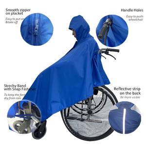 Poncho Impermeable con Capucha y Cremallera para Silla de Ruedas Chunya Spun para Adultos, con Reflejante de Seguridad y Orificio para el Manillar Trasero - Product Image 3