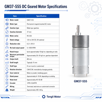 Motor Gear DC 24V GM37-555 37mm Heavy-Duty Spur Gearbox Daya 6-16W dengan Opsi Encoder Optik 1024PPR