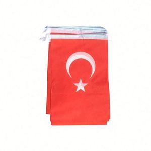 Guirlande de 10 mètres de drapeaux turcs en polyester rectangulaires, 30 drapeaux, forme et taille personnalisées pour la décoration - Product Image 6