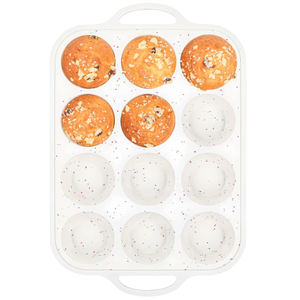 MUYULINS factory 12-cup pan, metal reinforced frame, regular size, with handle, non-stick <b>silicone</b> cake mold - Product Image 1