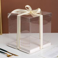 Vente en gros de boîte d'emballage de gâteau transparente monocouche de 4 à 10 pouces de haut matériau PP recyclable estampage design pour les aliments d'anniversaire