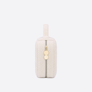 Quality Guarantee Ivory Knit Travel Vanity <b>Case</b> with Mirror and Top Handle for Women <b>Makeup</b> and Cosmetic Storage - Product Image 1