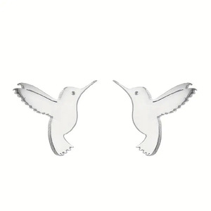 Orecchini Minimalisti a Forma di Uccellino, Stile Metallico Ispirato al Colibrì, Eleganti Orecchini da Donna alla Moda, Gioielli Regalo - Product Image 1