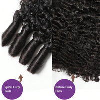 Lots de Cheveux Humains Bouclés Naturels Birmans avec Boucles Spirales, Cheveux Vierges Non Traités 12A, Boucles Pixie, 3 Lots à Double Trame