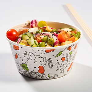 Biểu tượng tùy chỉnh Nhà Hàng phân hủy sinh học dùng một lần Vòng thức ăn nhanh Bát tùy chỉnh in màu Take-Away giấy <span class=keywords><strong>container</strong></span> - Product Image 1