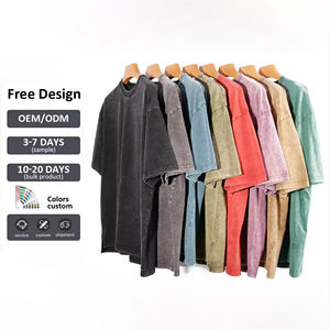 Camiseta de hombre vintage de algodón 100% de alto gramaje, cuello bajo, manga corta, transpirable, con lavado ácido, a bajo precio. - Product Image 3