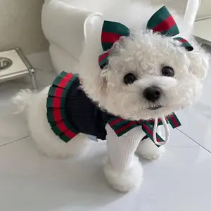 Newest Elegant Design Dog Dress Clothes Pet Slip Dress With Head Band
