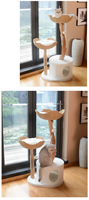 Arbre à chat moderne en bois massif et sisal naturel, grand modèle, avec base stable et emballage en carton