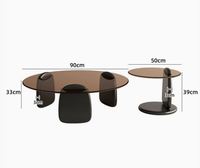 Table basse moderne avec plateau en verre et base en panneau de densité, faible MOQ, prix de gros