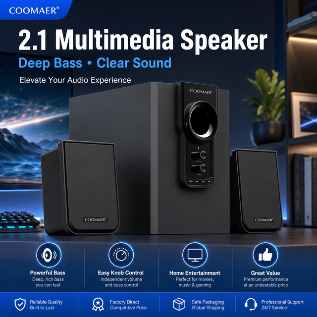 Strong Bass Hifi 2.1ch Woofer Surround Speaker Audio Home Theatre System Sound Multimedia Usb Subwoofer Speakers for Pc Computer