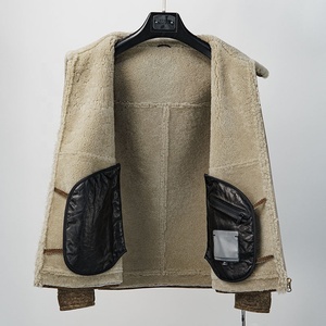 <span class=keywords><strong>NAF</strong></span> OEM Mens Classical Cozy Lamb Shearling Bomber Chaqueta de cuero con la mejor calidad Buen precio - Product Image 3