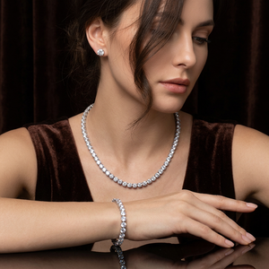 4pcs Glittering White Pink Zircon Bridal Jewelry <b>Set</b> Necklace <b>Earrings</b> <b>Bracelet</b> Ring Rhodium Plated Women's Wedding Engagement - Product Image 5