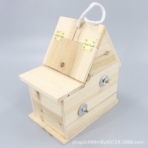 Casa para Pájaros de Madera Maciza, Colgante, para Exteriores, Comedero para Pájaros de Jardín, Color Natural, Tamaño Pequeño - Product Image 4