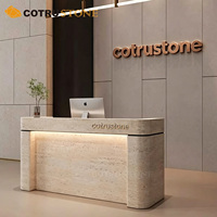 Comptoir de réception moderne en travertin, bureau personnalisé en pierre et marbre, comptoir de caisse pour boutique, mobilier de réception