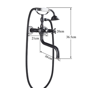Té<span class=keywords><strong>l</strong></span>éphone mural noir à longue bec, mitigeur de baignoire en laiton robinet de douche mitigeur de bain, <span class=keywords><strong>eau</strong></span> chaude et froide XR8528 - Product Image 6