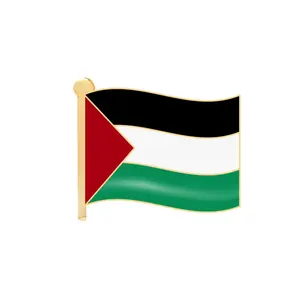 Venta al por mayor de fábrica, sin mínimo, logotipo personalizado, PIN de bandera de Palestina, insignia de metal de bandera de Palestina de Metal personalizada