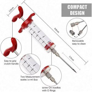 Plastic Eco-Friendly Meat Injector Syringe with 3 Marinade Needles for Home Kitchen <b>BBQ</b> Turkey Marinade Kit - Product Image 2