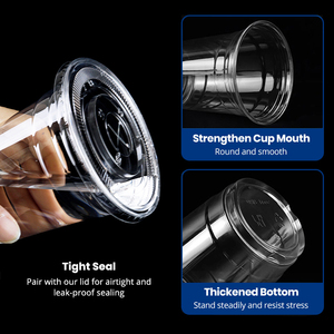 Gelas Plastik PET Sekali Pakai Custom 98 Caliber 16oz untuk Minuman Dingin Kopi, Gelas Transparan dengan Tutup dan Sedotan - Product Image 4
