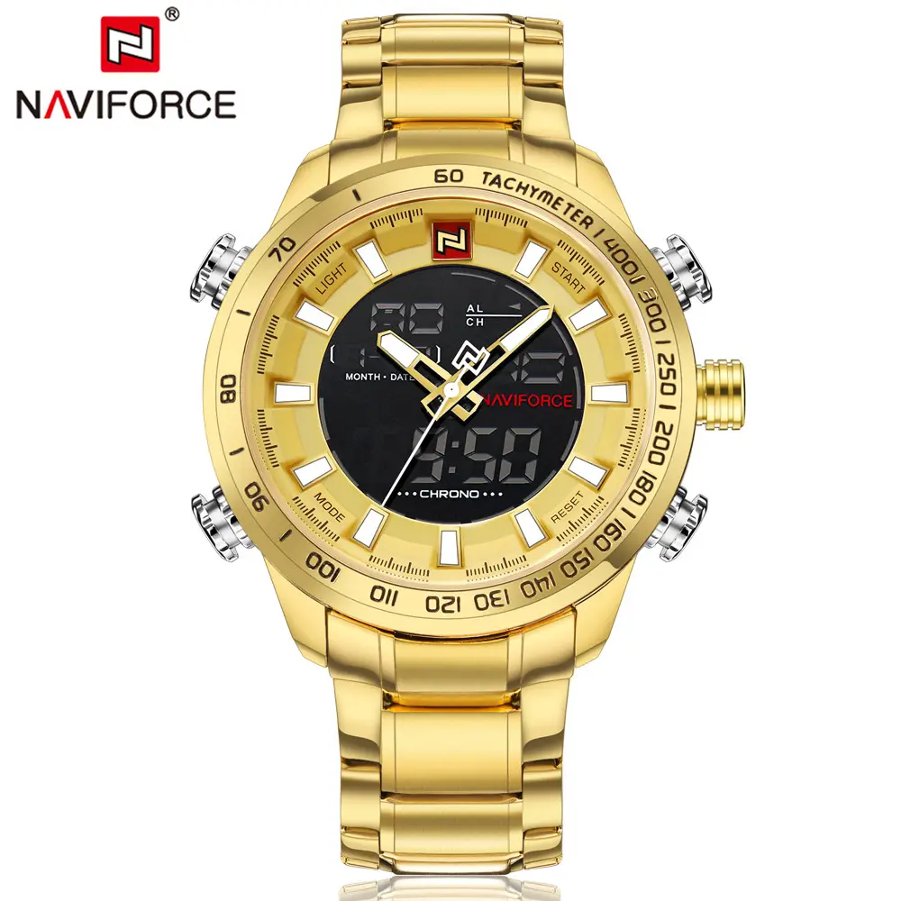 NAVIFORCE 9093 Fashion Men's Chrono Sport Watch Brand Waterproof EL BackLight Digital Wrist watches Men Stopwatch Clock