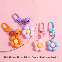 Porte-clés en résine mignon en forme de fleur, mousqueton coloré, breloque de sac, pendentif clochette, accessoire cadeau en gros