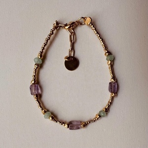 Handmade Colorful Natural Stone <b>Beaded</b> <b>Bracelets</b> with Gold Beads Custom Personalized <b>Bracelet</b> Classic Style Jewelry Gift for Her - Product Image 1