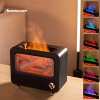 Portable Retro 260Ml Mini Cheminée Humidificateur Led 3D Flamme Aroma Diffuseur Avec Nature Sound
