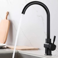 Robinet de cuisine monocommande moderne et classique en acier inoxydable, col de cygne, eau chaude et froide, rotatif, en céramique