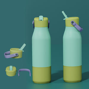 Gran oferta, recién llegado, vaso aislado, botella de agua de acero inoxidable con mango de paja, vaso de senderismo para deportes de viaje - Product Image 2