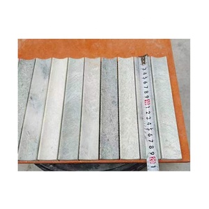 Carreaux muraux concaves et rainurés en marbre vert clair, mosaïque murale en marbre vert avec éclaboussures noires - Product Image 3